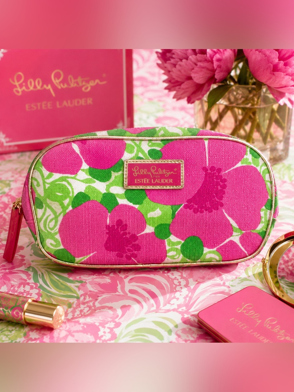 🌸 Lilly Pulitzer x Estée Lauder Floral Cosmetic Makeup Bag – LIKE NEW